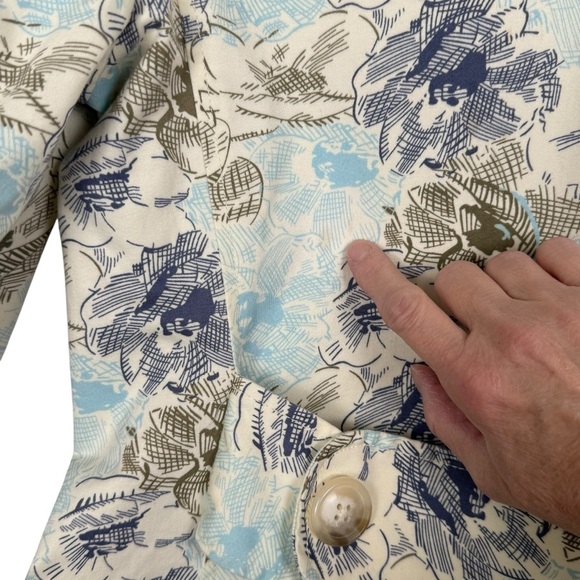 Old Navy Blue Floral Trench Coat Women’s Large – Vintage Y2K Spring Jacket - Picture 13 of 14